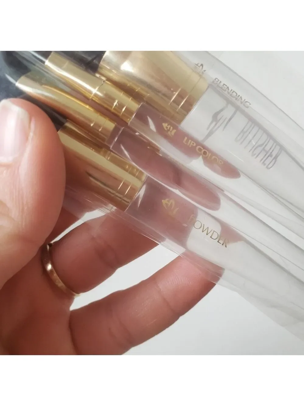 Vintage Mary Kay Beauty Brush Set Of 5 Small Clear Handle